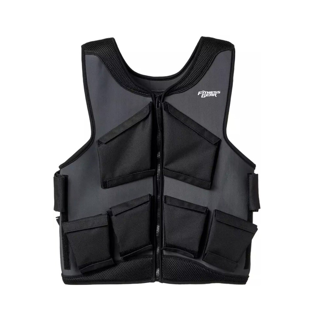 Black Weighted Training Vest with Multiple Pockets